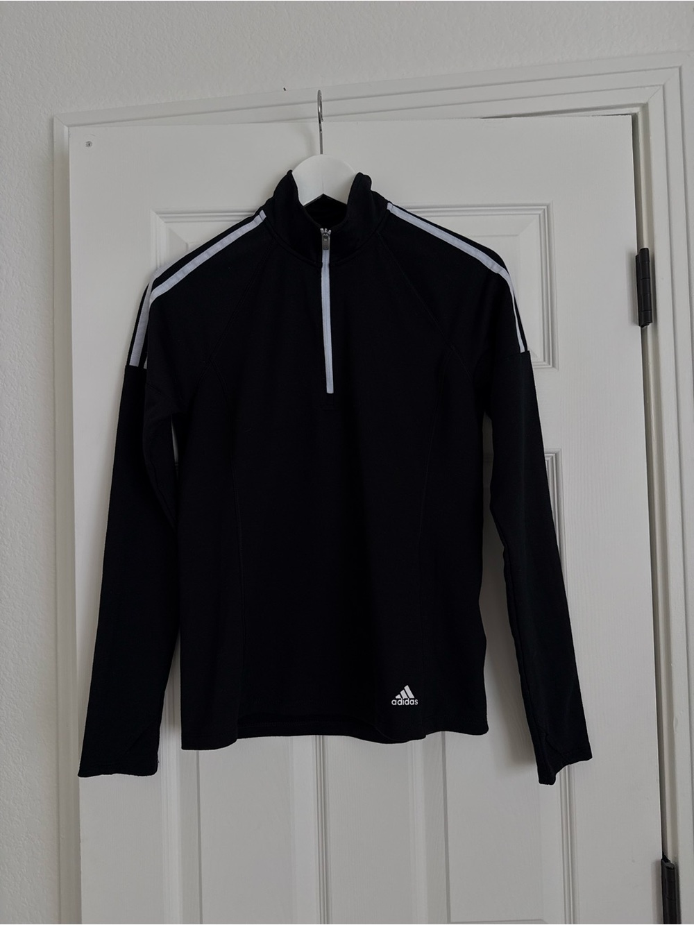 Adidas golf Black Quarter-Zip Athletic Pullover with White Stripes